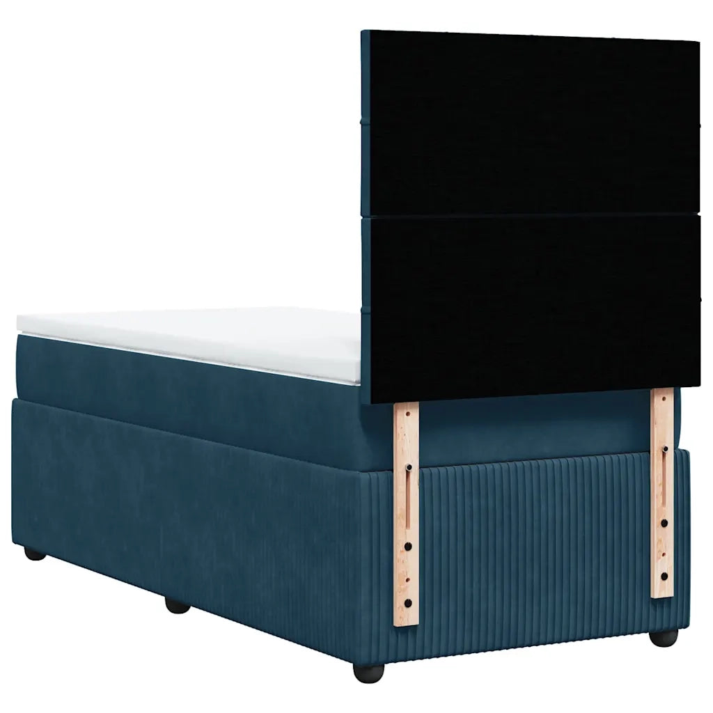 vidaXL Giroletto a Molle con Materasso Blu Scuro 90x200 cm in Velluto