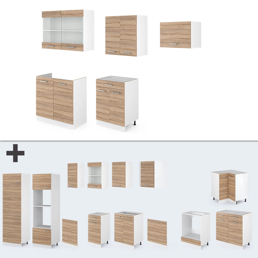 Vicco Cucina componibile Sonoma/Bianco 200 cm senza piano di lavoro