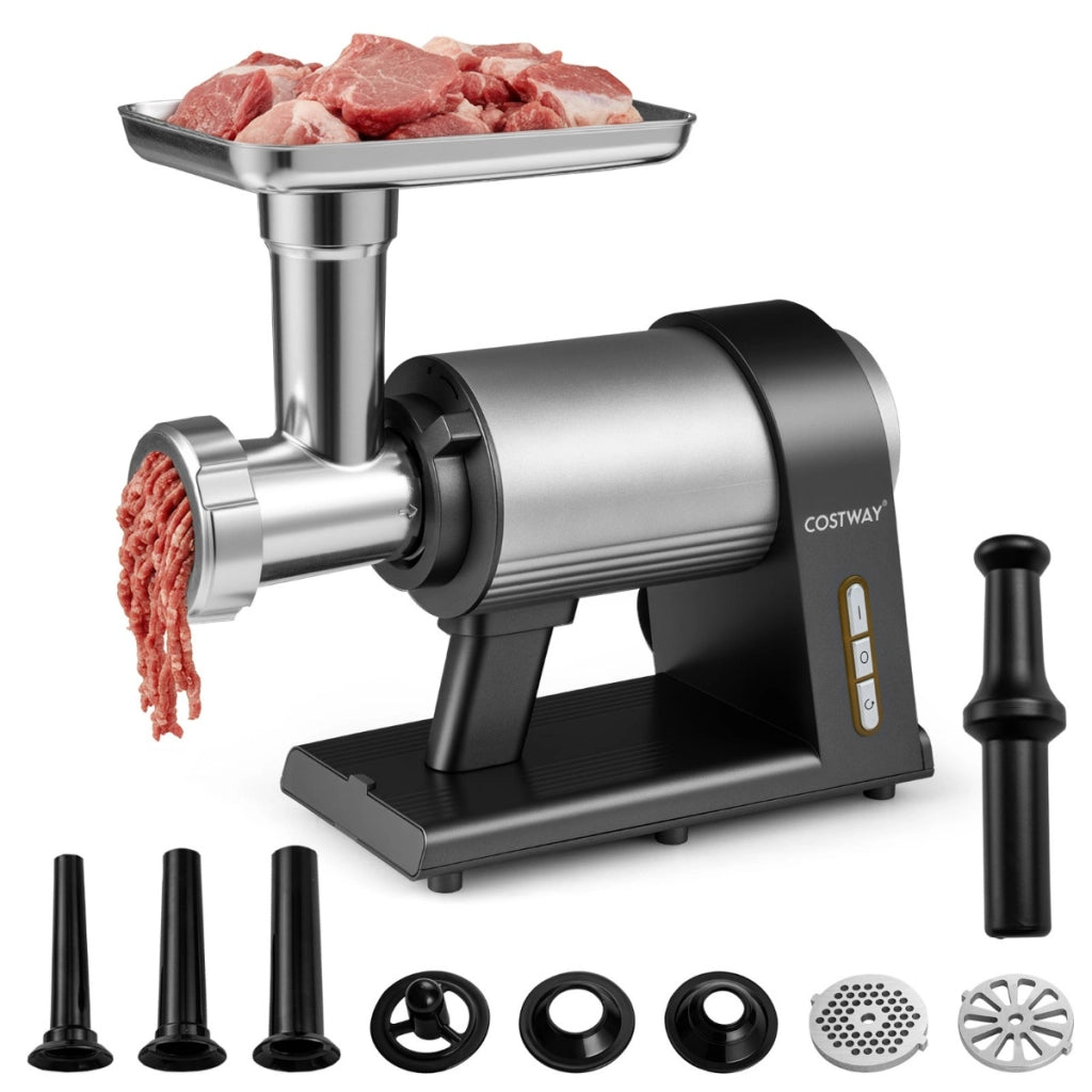 Tritacarne elettrico con insaccatore per salsicce e 3 dischi per macinare, Tritacarne in alluminio per cucina-Macchine da cucina