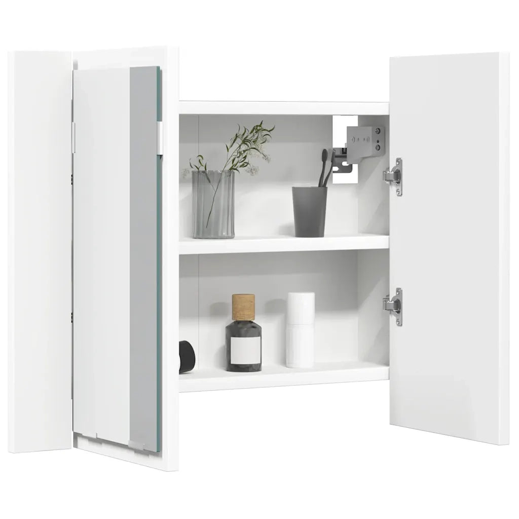Armadietto a Specchio con Luci LED-Mobiletto a specchio Bianco 60x12x45 in Acrilico