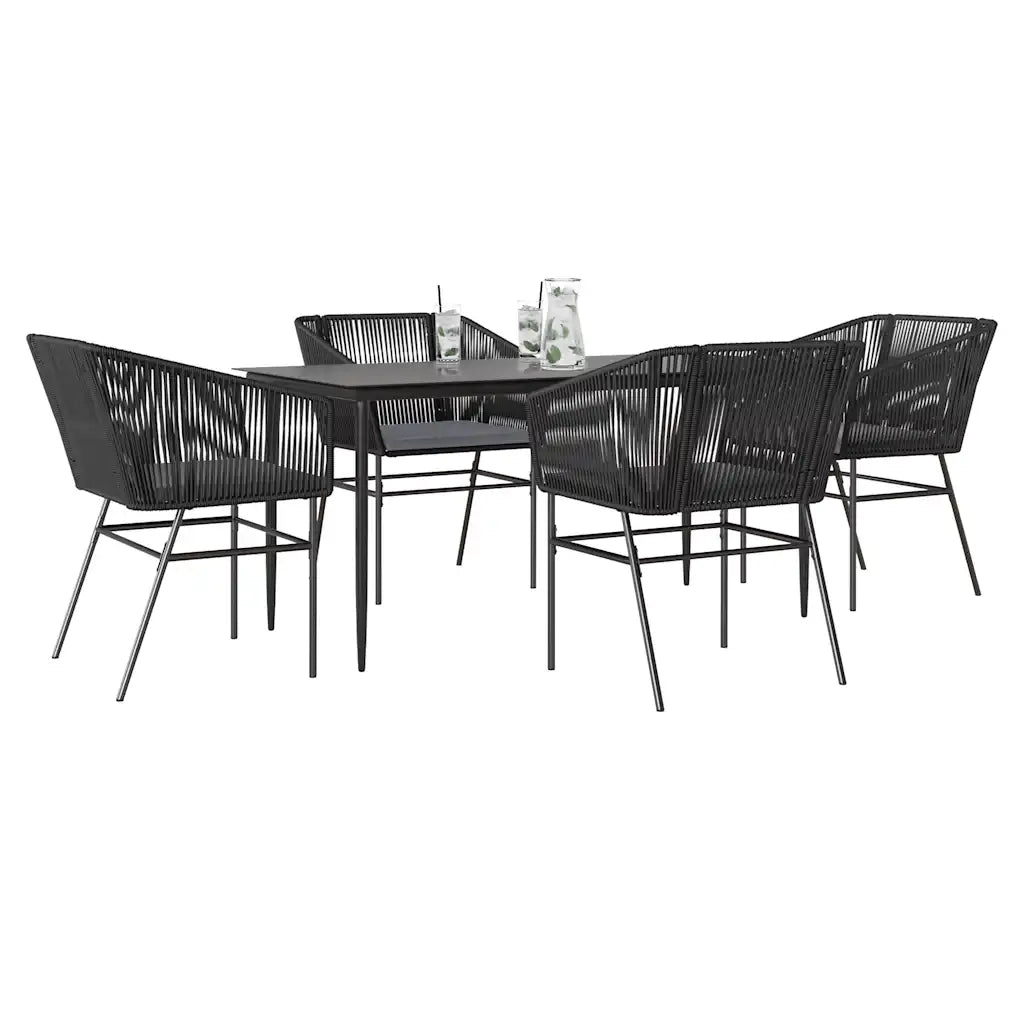 Set da Pranzo da Giardino con Cuscini 5 pz Polyrattan Vetro 3334516