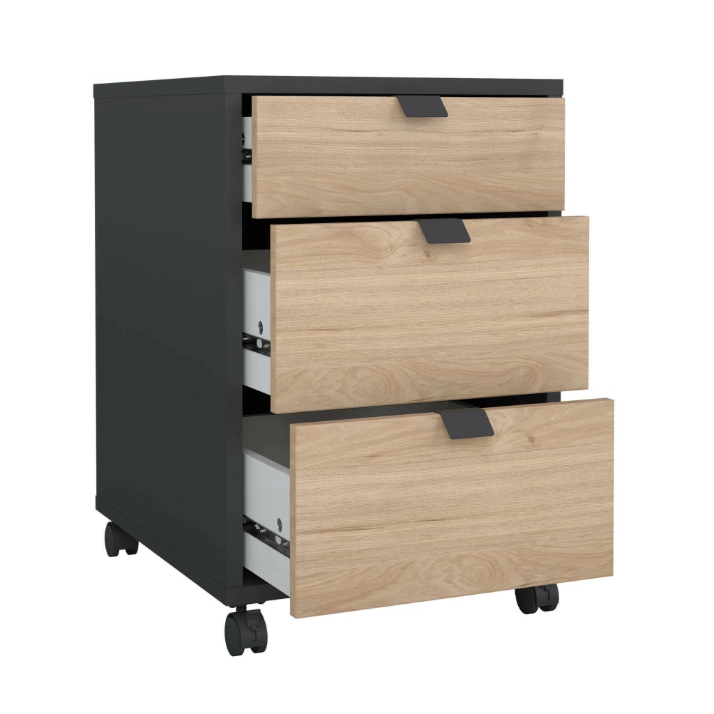 Cassettiera Agazzino, Settimino multiuso, Comò camera da letto, Mobile con cassetti, 48x41 h61 cm, Rovere e Grigio