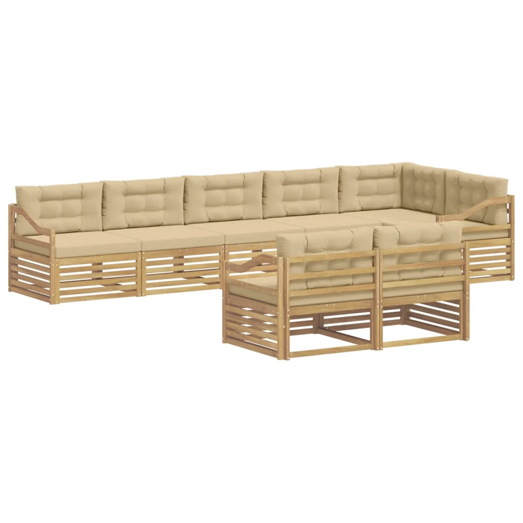 Set di divani da esterno 8 pcs Bianco e Beige Poliestere