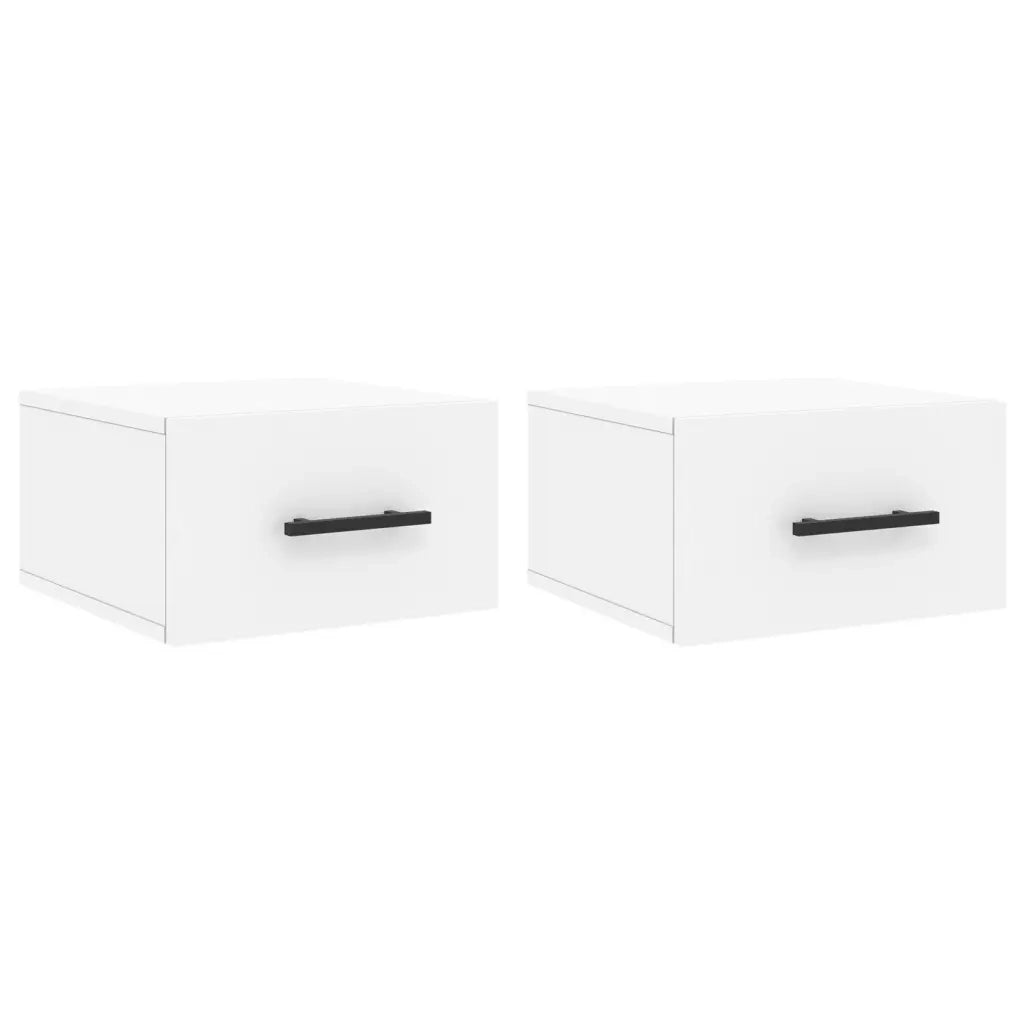 Set di 2 Comodini | Armadio da Notte | Mobiletto da notte a Muro Bianchi 35x35x20 cm