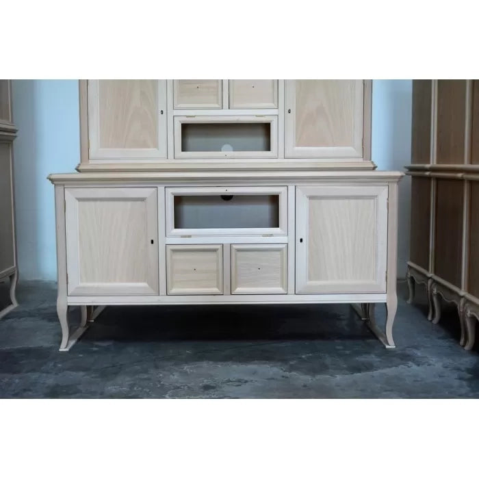 Porta tv classico 2 porte 2 cassetti in legno grezzo l.140 p.45 h.70 - Mobili 2G