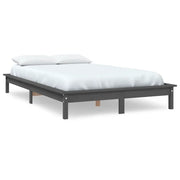Letto matrimoniale | Letto per adulti | Giroletto Grigio 120x200 cm in Legno Massello di Pino