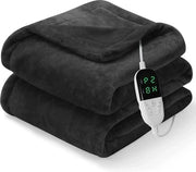 Duvetta Elettrica Multifunzione - Duvetta Elettrica - Duvetta Calda - 1 Persone - 6 Impostazioni di Temperatura - Incluso Timer - 130x150CM - Fleece - Grigio Scuro