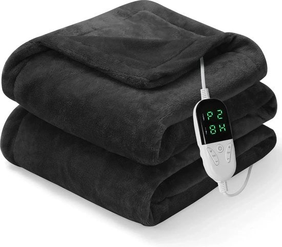 Duvetta Elettrica Multifunzione - Duvetta Elettrica - Duvetta Calda - 1 Persone - 6 Impostazioni di Temperatura - Incluso Timer - 130x150CM - Fleece - Grigio Scuro