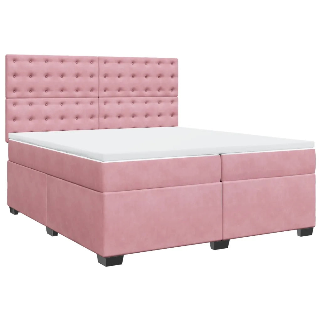 Giroletto a Molle con Materasso Rosa 200x200 cm in Velluto 3291019