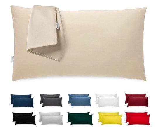 Copri cuscino 50 x 80 cm, cotone, set di 2 copri cuscino in satin premium, decorazione per cuscino, letto, divano, tessuto, morbido, resistente, ipoallergenico, antimicrobico, copri cuscino con chiusura a zip nascosta, lavabile in lavatrice