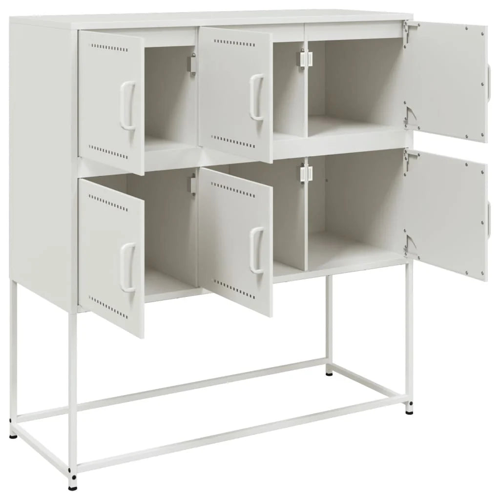 Buffet credenza cassettiera armadio mobile contenitore organizer per cucina soggiorno salotto 100,5 x 39 x 107 cm acciaio bianco 02_0030143