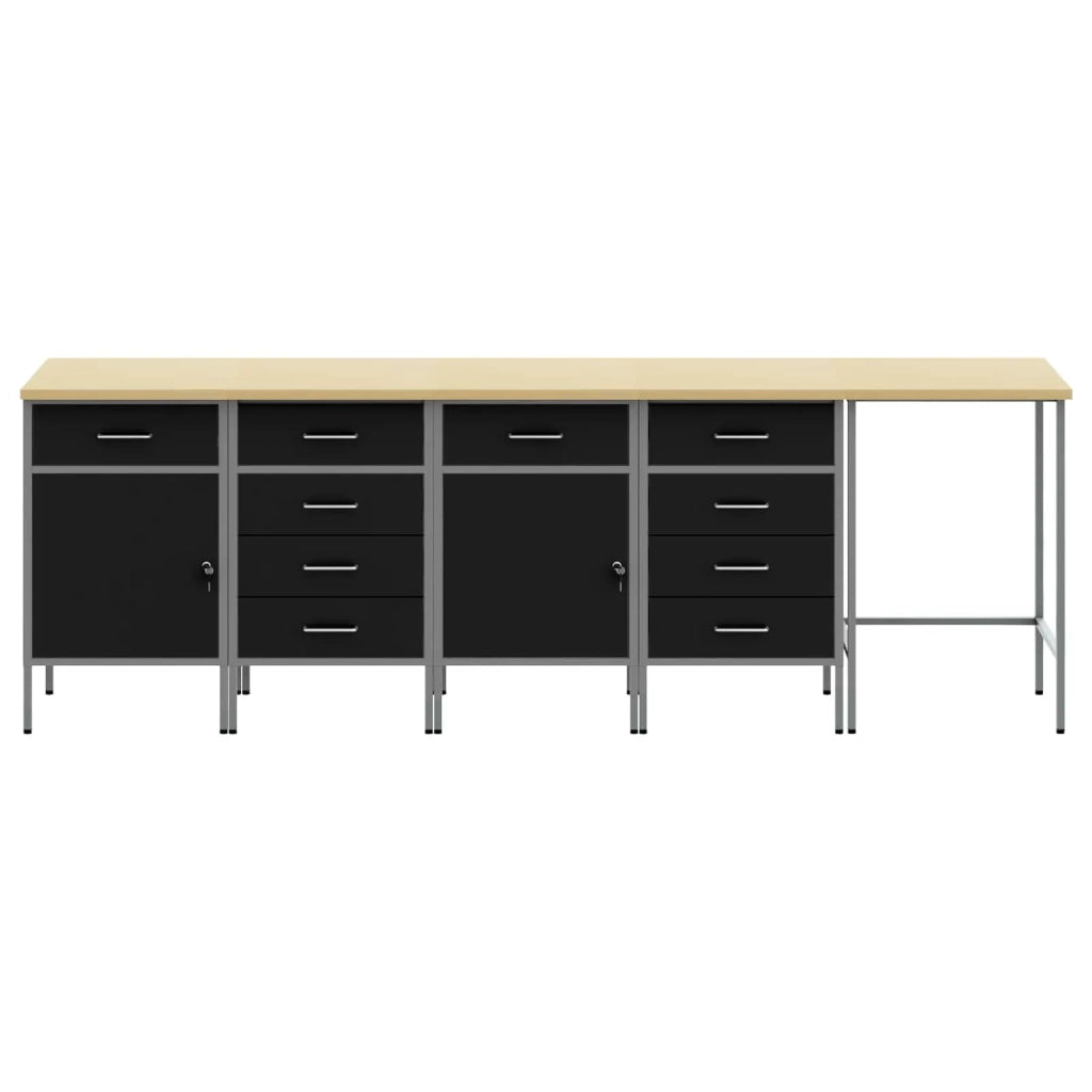 Set di mobili da lavoro con cassetto 5 pcs Nero e Grigio 3321394