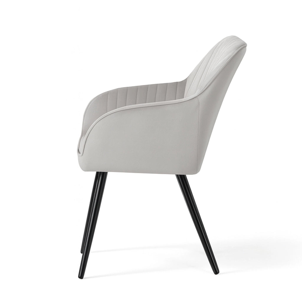 Set di 2 Sedie in velluto con cuciture verticali FLORENCE Grigio gambe nere