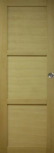 Porta scorrevole a 3 pannelli impiallacciata Ayous Larghezza 73 + 2 gusci installati