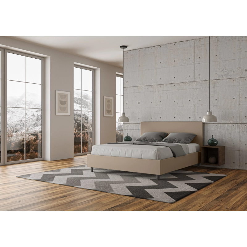 Letto imbottito Matrimoniale 160x190 cm Adele - Contenitore,Microfibra,Blu