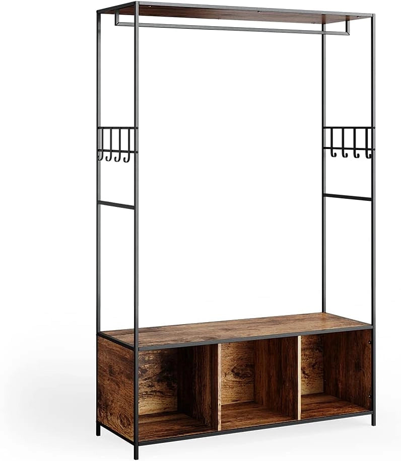 Armadio multifunzione Fyrk, Rovere rustico, 119.5 x 189 cm, con ripiani aperti e ganci per una conservazione flessibile