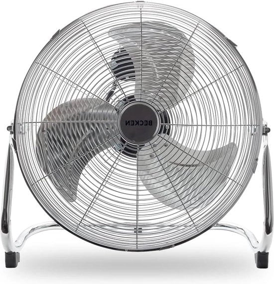 Ventilatore per pavimento con 3 velocità e 3 pale - potenza 150 W - base stabile - inclinazione regolabile - potente - metallo verniciato
