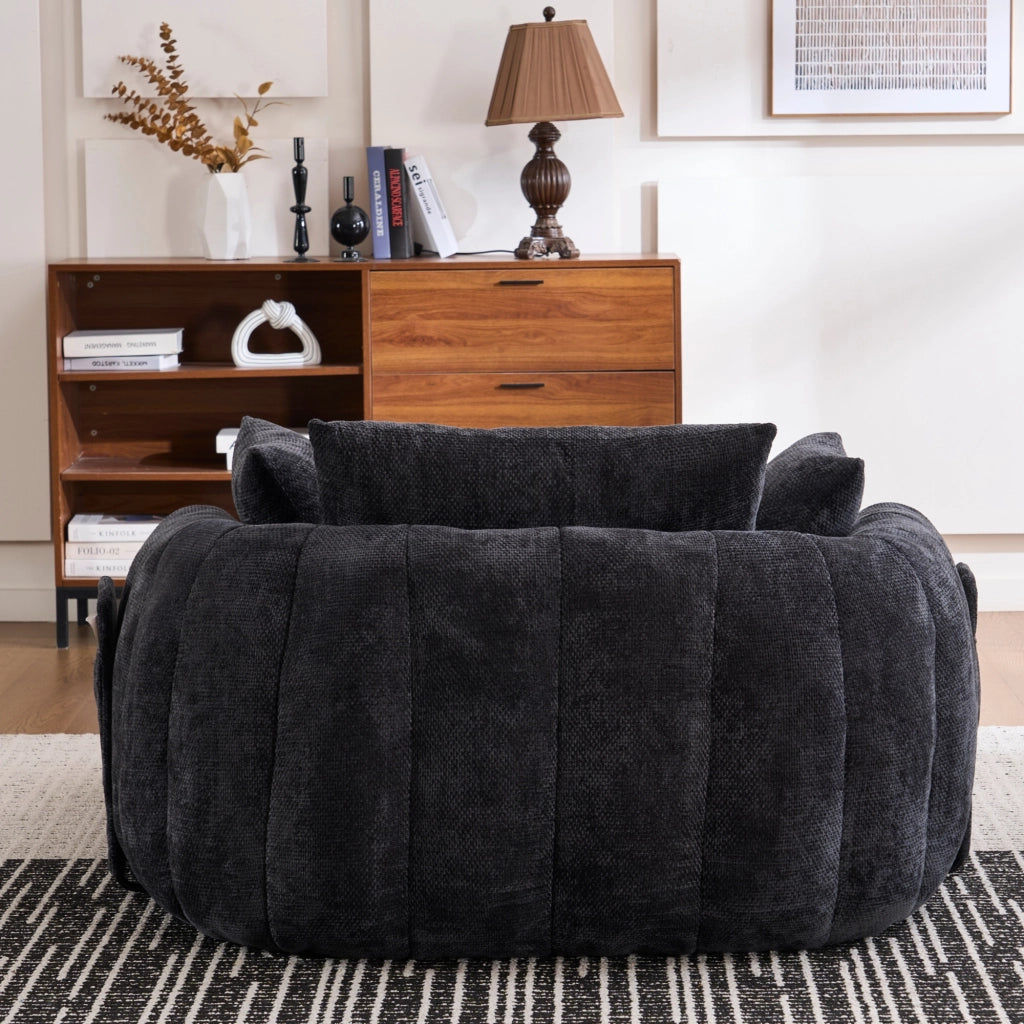 Méridienne in chenille con seduta profonda cuscini morbidi e comfort lounge senza montaggio per interni nero