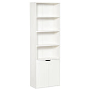Libreria Moderna 4 Ripiani 59x29x180 cm con Armadietto a 2 Ante in Legno Bianco