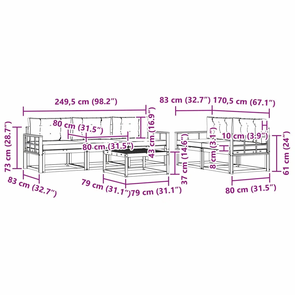 Set di divani da esterno 6 pz Bianco e Antracite 3386071