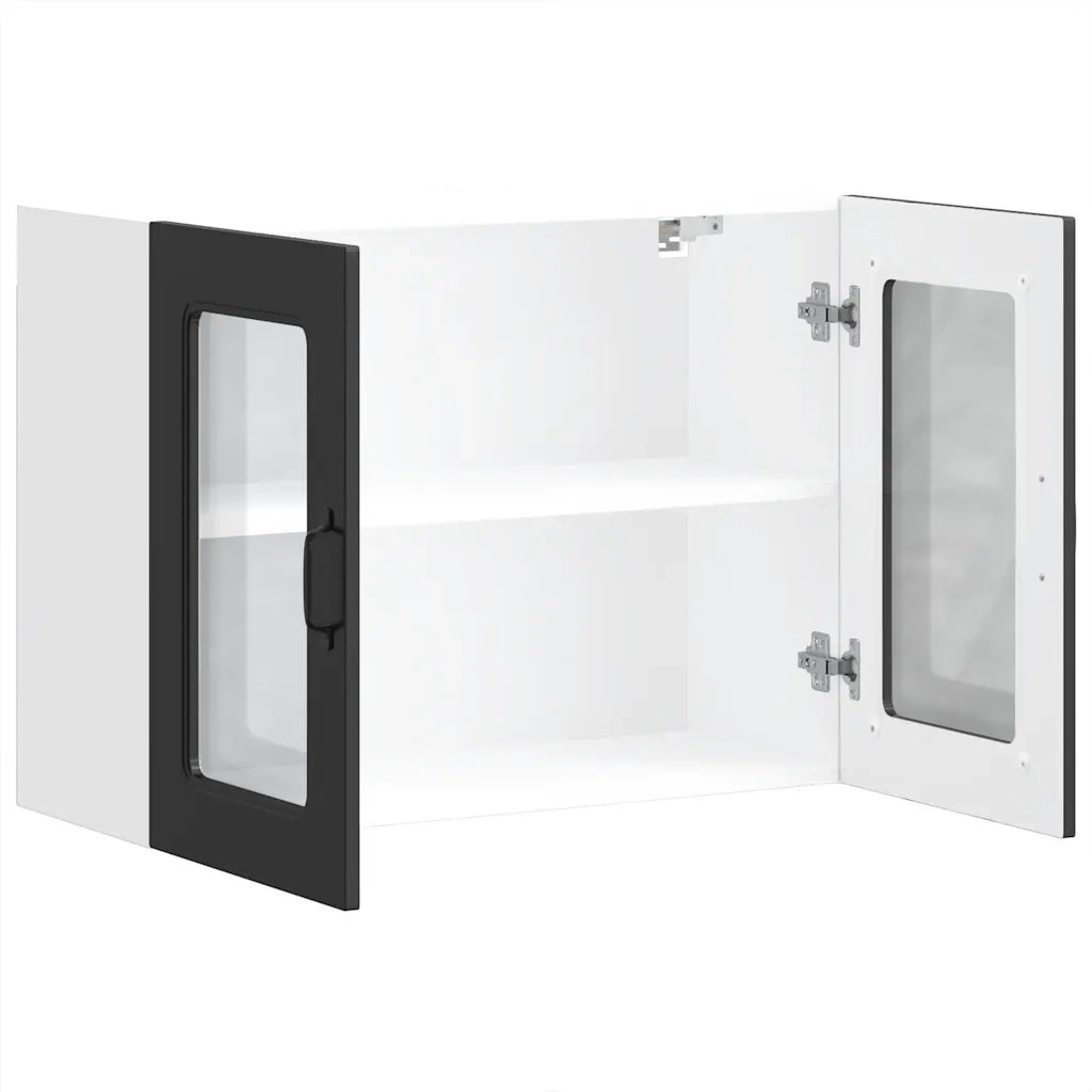 vidaXL Pensile da Cucina con Porta in Vetro Kalmar Nero Truciolato