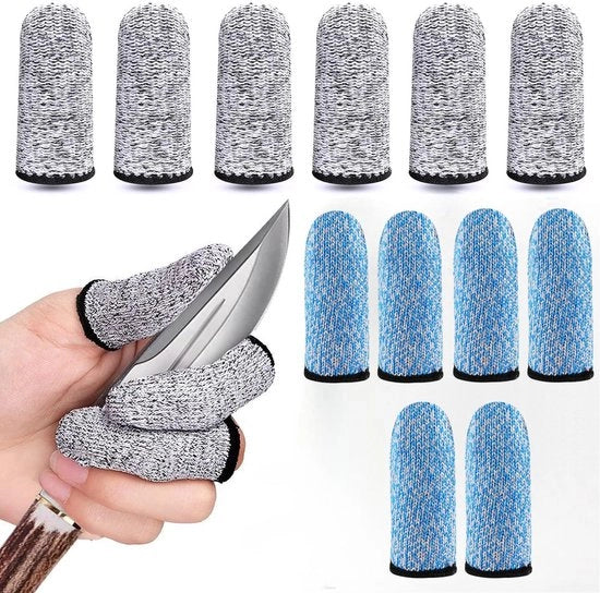 6 paia di guanti di protezione per le dita antiscivolo e riutilizzabili, cinque livelli di resistenza, adatti a uomo e donna, per uso lavorativo, cucina, giardino, falegnameria, disponibili in grigio e blu