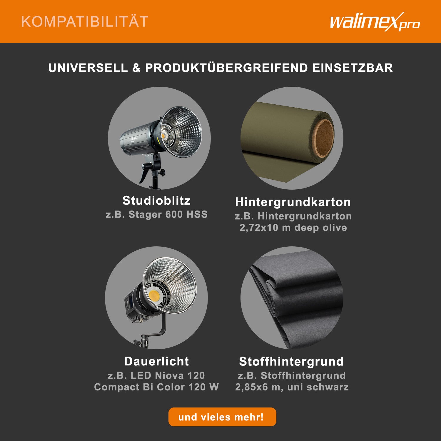 Sistema di sfondi 3x largo 145-290 cm, supporto per fino a 3 tele in carta e tessuto, fondale fotografico fino a 250 cm di altezza per fotografia, video e green screen