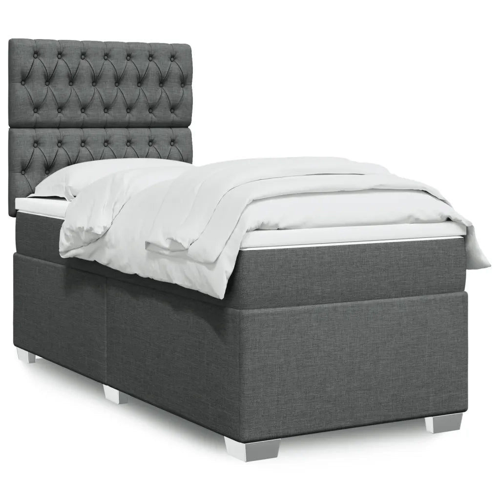 Giroletto a Molle con Materasso Grigio Scuro 90x200 cm Tessuto 3292679