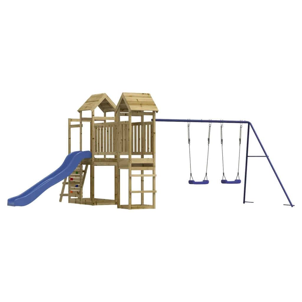 Altalene per parco giochi all'aperto scivolo altalene robuste giochi da giardino 505 x 332 x 214 cm legno di pino impregnato 02_0004829