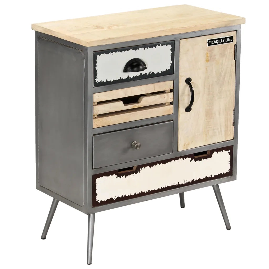 Credenza | Madia | Buffet da pranzo | Armadio da pranzo in Legno Massello di Mango e Acciaio 65x33x76cm