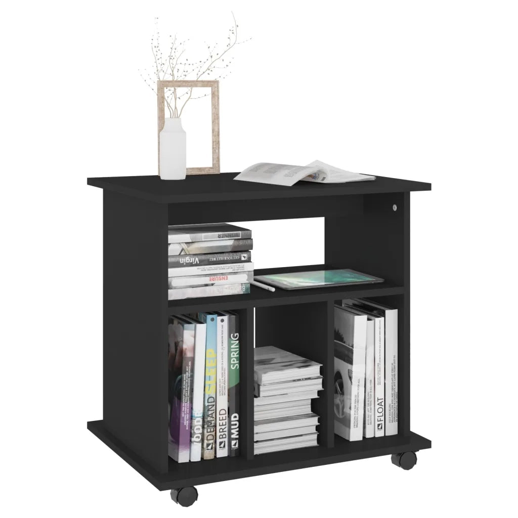 Mobiletto con Ruote Nero 60x45x60 cm in Legno Multistrato 808477