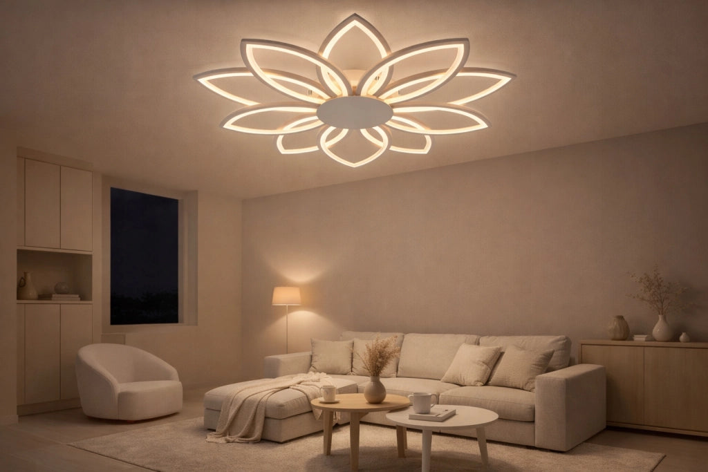 Lampada da soffitto LED fiore bianca 10 luci Vargo