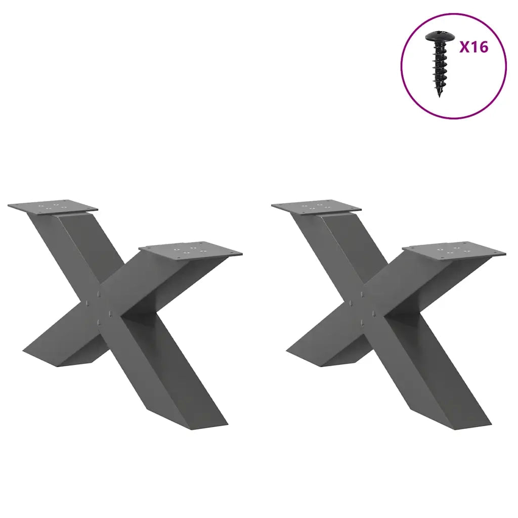 Gambe per Tavolino da Caff¨¨ a Forma di X 2 pz-Set di 2 Gamba per Tavolo Antracite 70x(30-31) cm Acciaio 172148