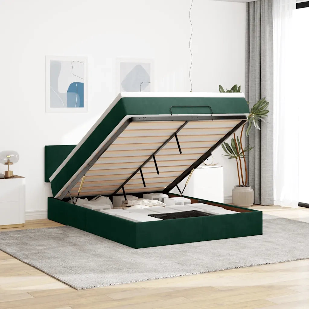 Struttura Letto Pouf con Materasso 140x200 cm in Velluto