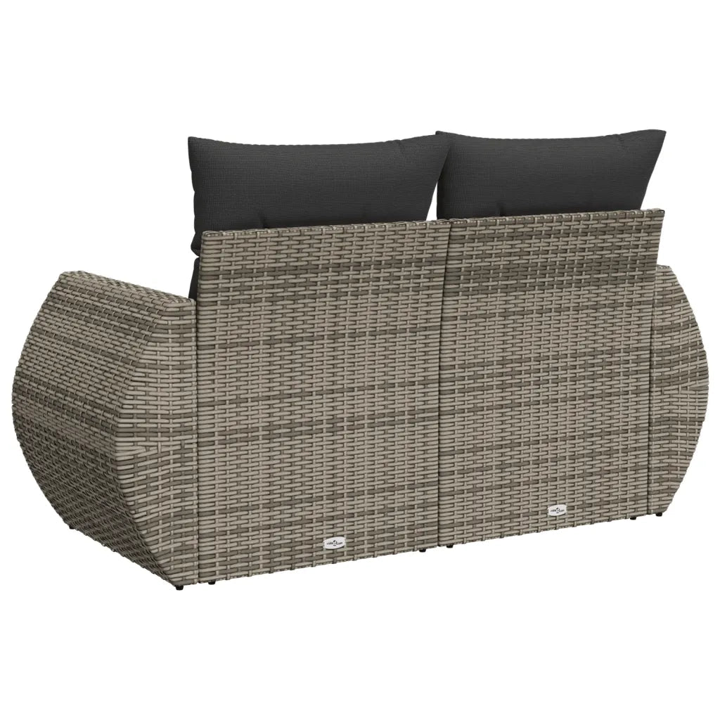 Divano da Giardino con Cuscini 2 Posti Grigio in Polyrattan 366124