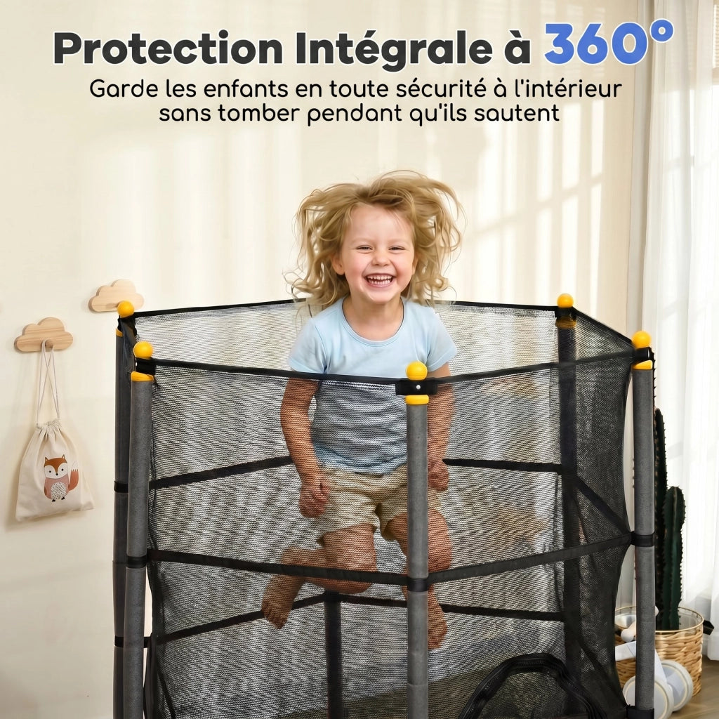 Trampolino per Bambini con Rete di Sicurezza ¨C zephmum ¨C Nero 163x190 cm