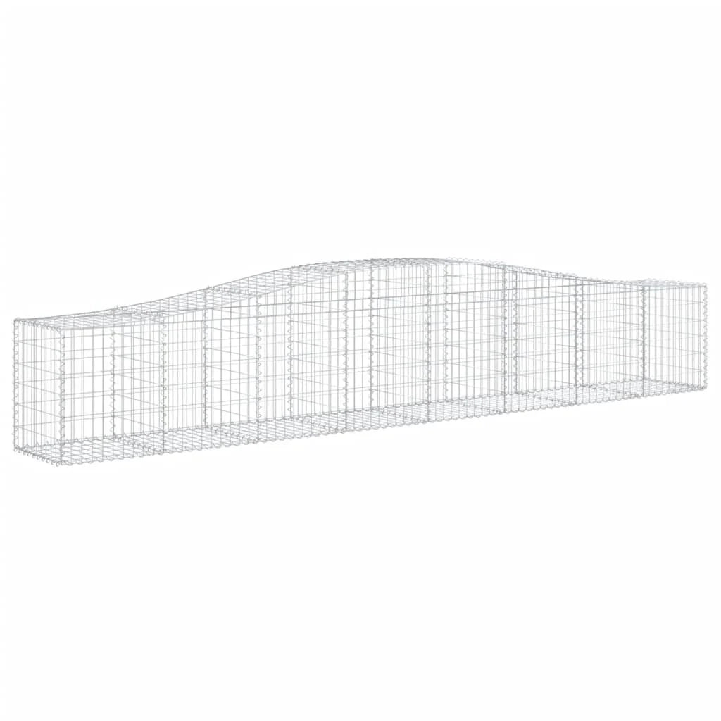 Cestini gabbioni recinzione a gabbia muro di contenimento ad arco 6 pezzi 400 x 50 x 60/80 cm ferro zincato argento 02_0041064