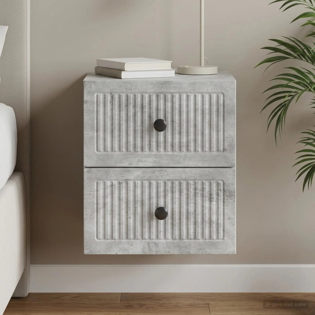 Mobiletto da notte a muro Grigio Cemento 33 x 34,5 x 40 cm 897961