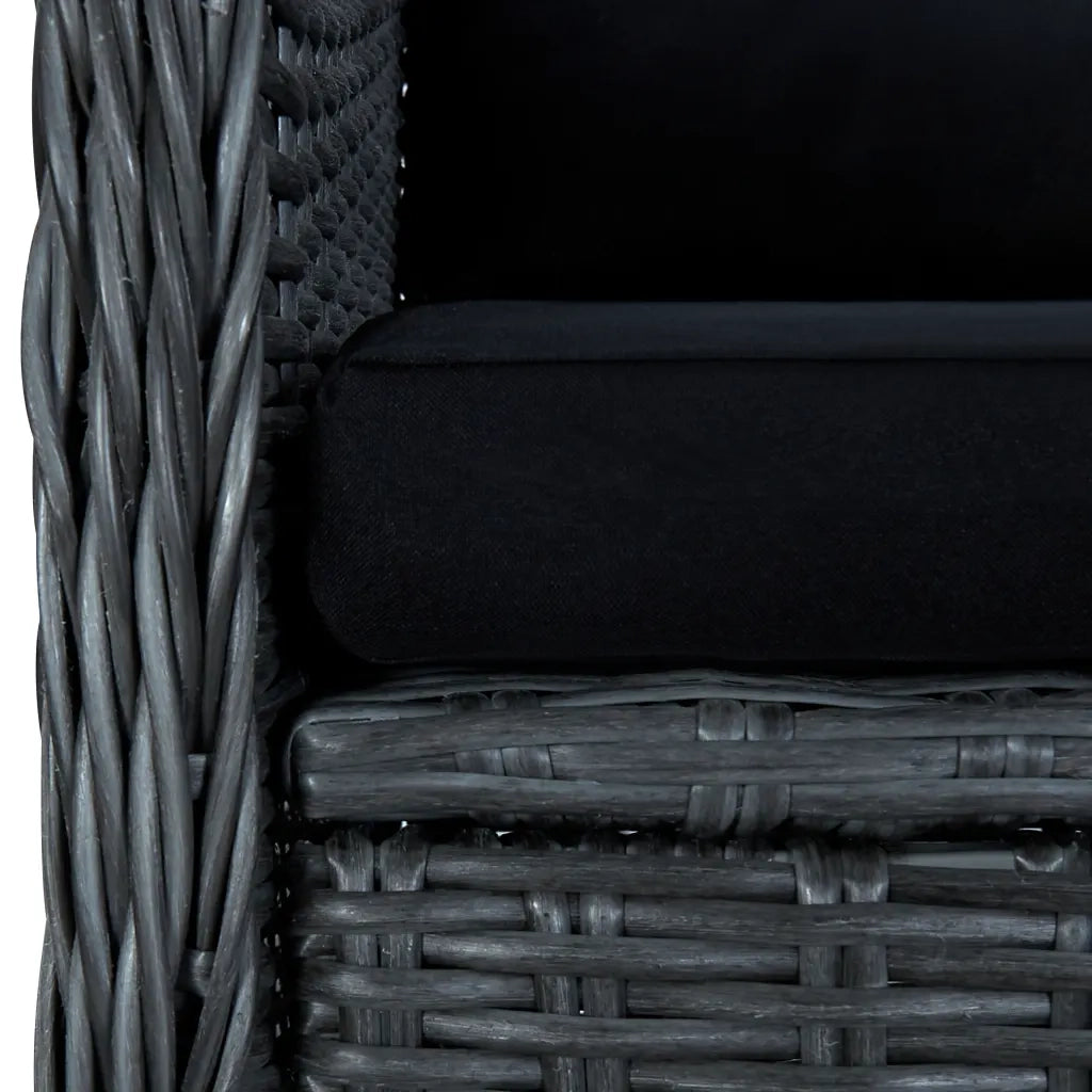 Set da Pranzo da Giardino 9pz e Cuscini Polyrattan Grigio Scuro 3060170
