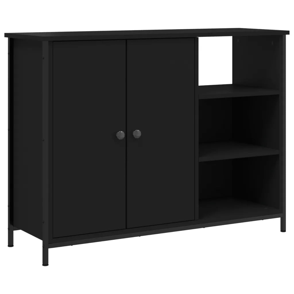 Credenza Nera 100x33x75 cm in Legno Multistrato 835549