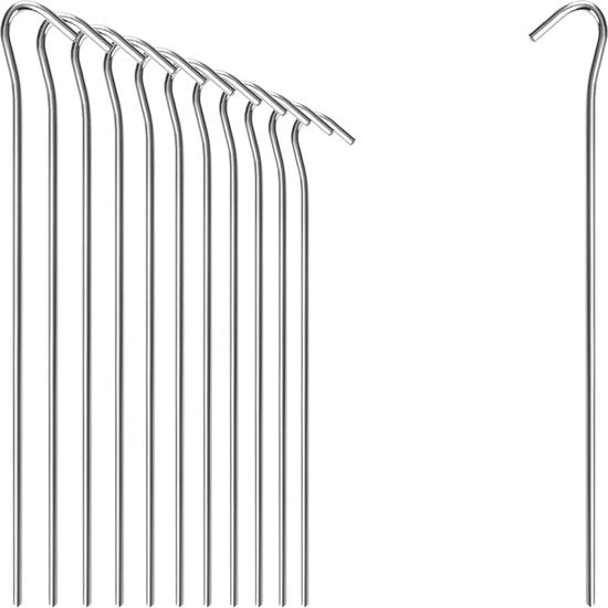 12 Stecchi per Tenda in Acciaio - Lunghe e Robuste Stecchi per Camping e Esterno - Ideali per Terreno Normale - Diametro 4 mm