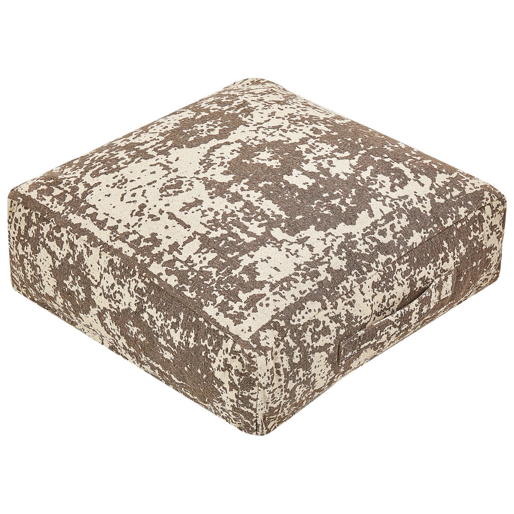 Cuscino di seduta quadrato in cotone con motivo astratto beige e marrone 50 x 20 cm soggiorno salotto moderno classico