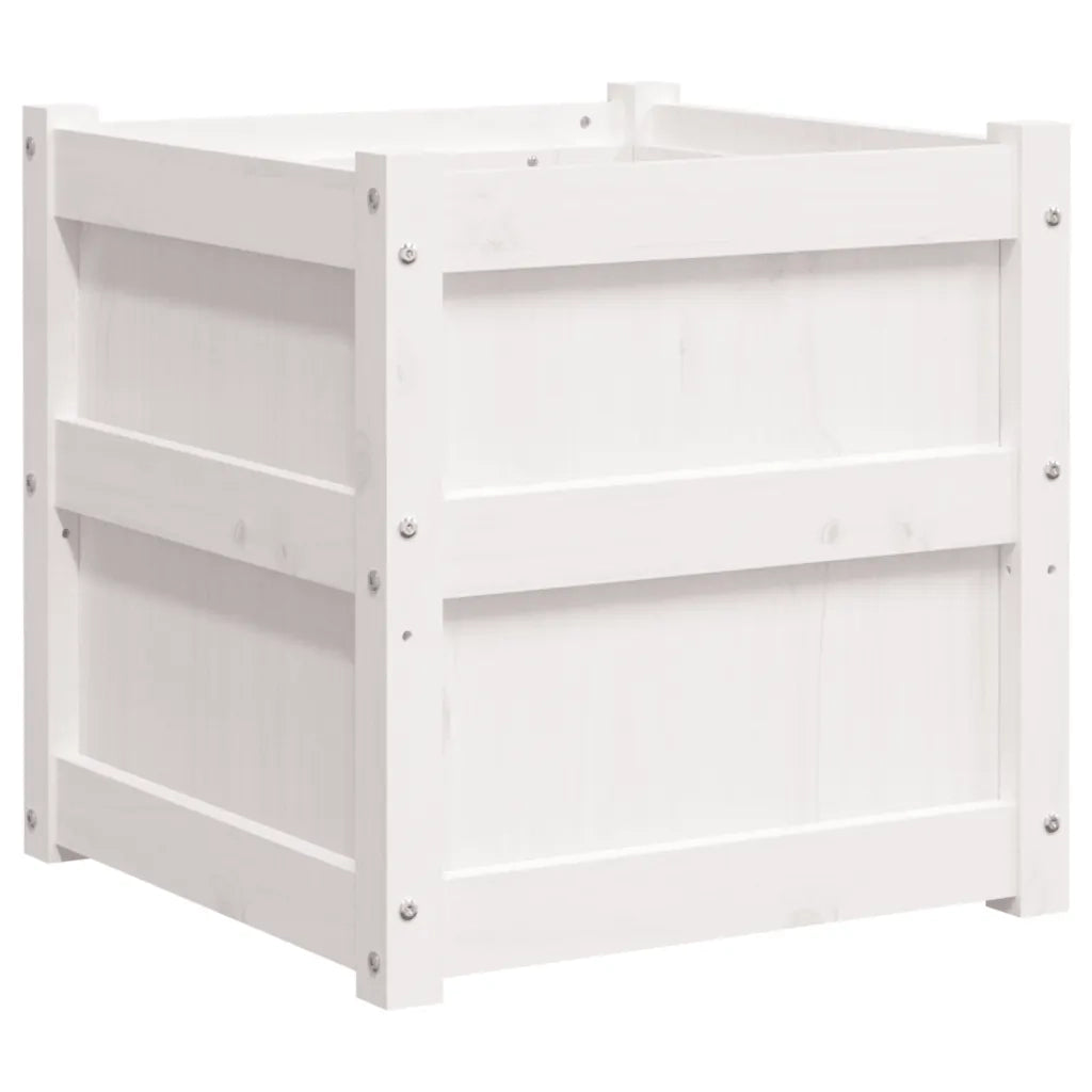 Fioriera da Giardino Bianca 50x50x50 cm Legno Massello di Pino 837416
