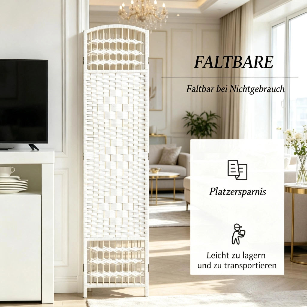 PARAVENTO Pieghevole a 6 Pannelli 242x170 cm Bianco in Carta e Legno Massello