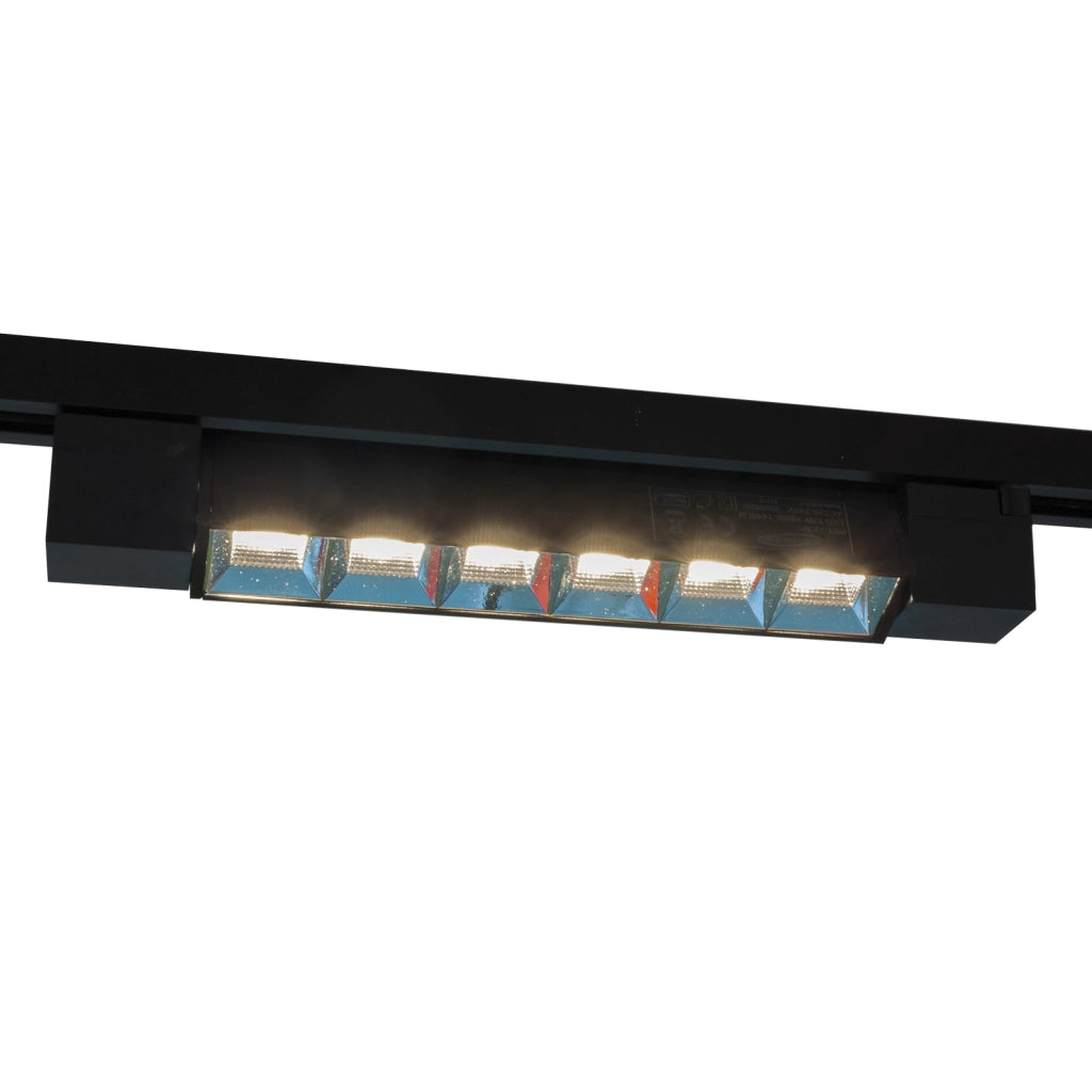 Faretto binario track monofase barra 6 LED 12W resa 144W luce orientabile spot interni negozio 230V NERO LUCE 6000K