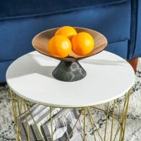 Set 2 Tavolini da Salotto Moderni Impilabili con Ripiano Rimovibile, Tavolino da Caffè con Contenitore per Soggiorno e Camera, Bianco Oro