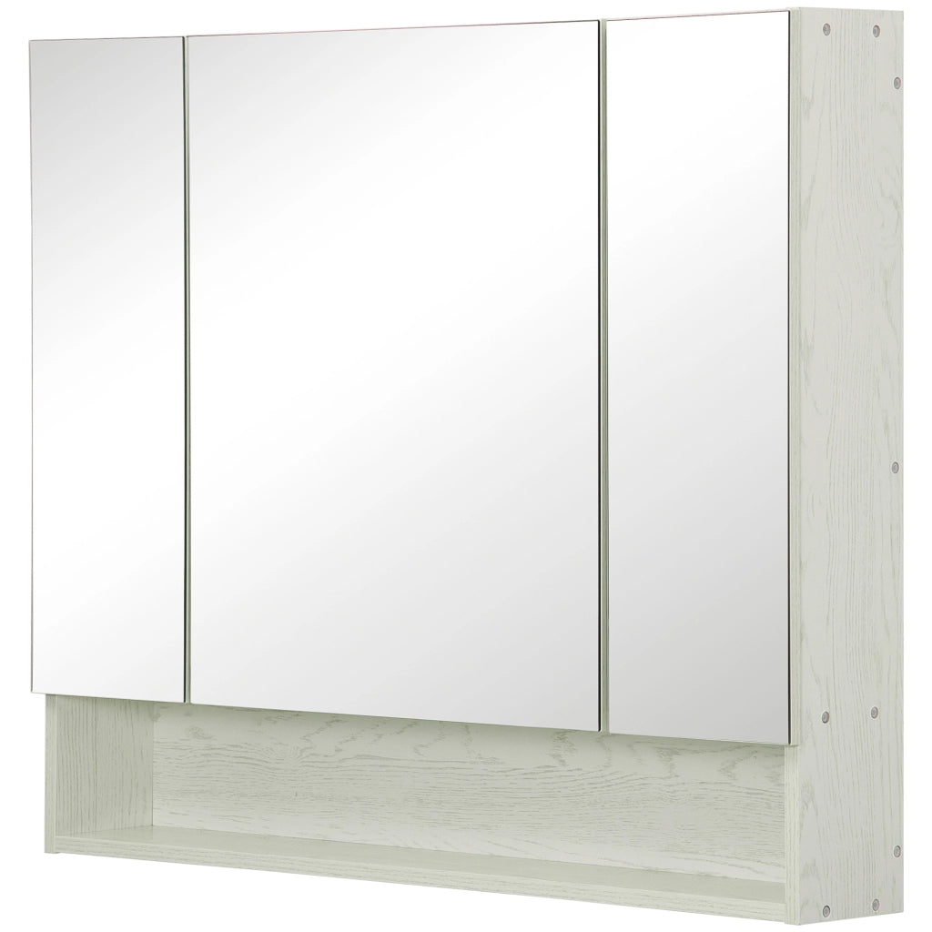 Specchio Mobile Bagno con 3 Ante ¨C Zephmum ¨C Bianco Legno 90x15x75 cm