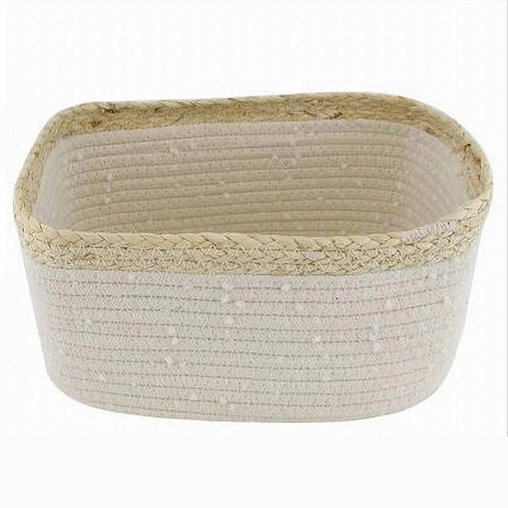 Trade Shop - Cestino Porta Biancheria Oggetti In Vimini Intrecciato Bicolore 30x22x14cm 10676 -