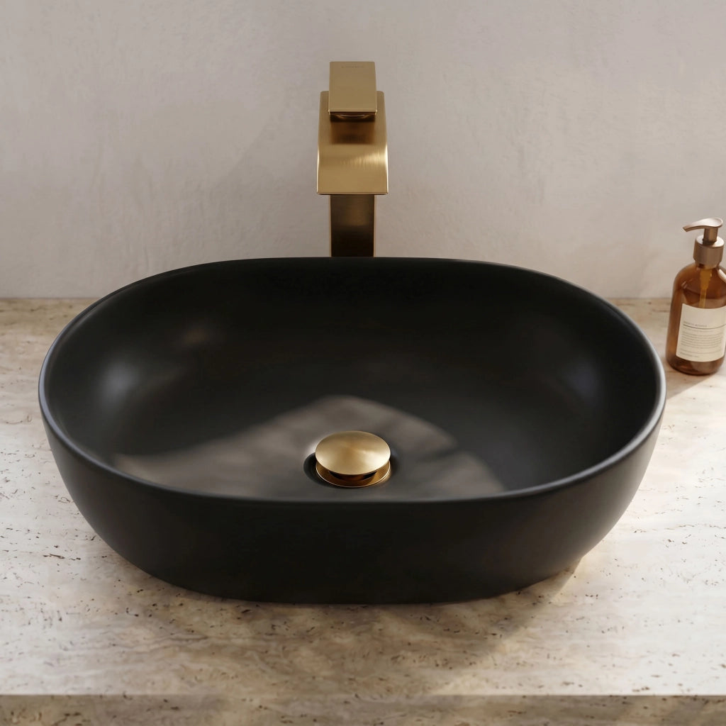 Lavabo da appoggio ovale ELIPSE ceramica 49 cm Nero Opaco
