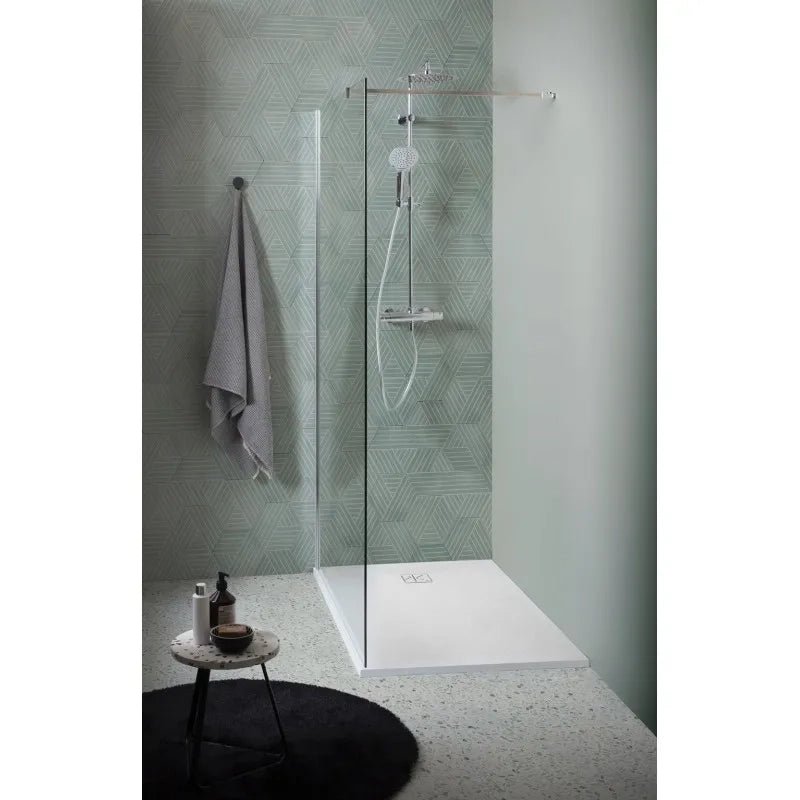 Piatto Doccia SFA Kinedo Pietraviva 90 x 90 cm in Resina Effetto Pietra Bianco Opaco